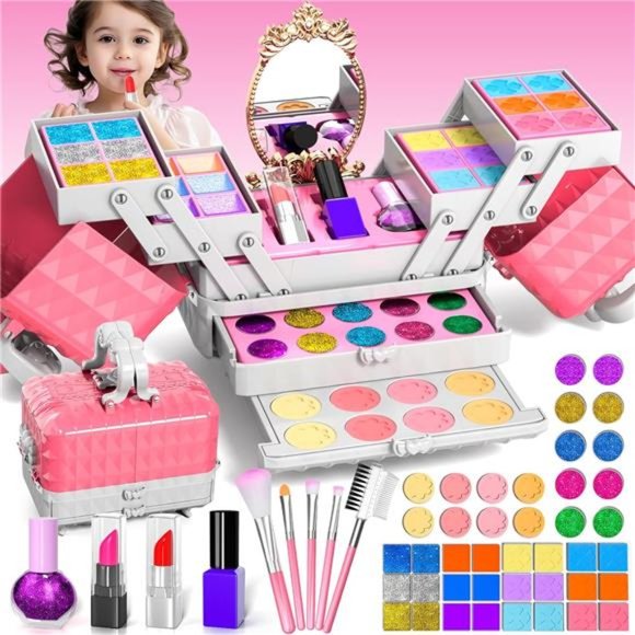 Kids Makeup Kit - 52 Pcs Pretend Makeup, Washable For Kids - Picture 1 of 7